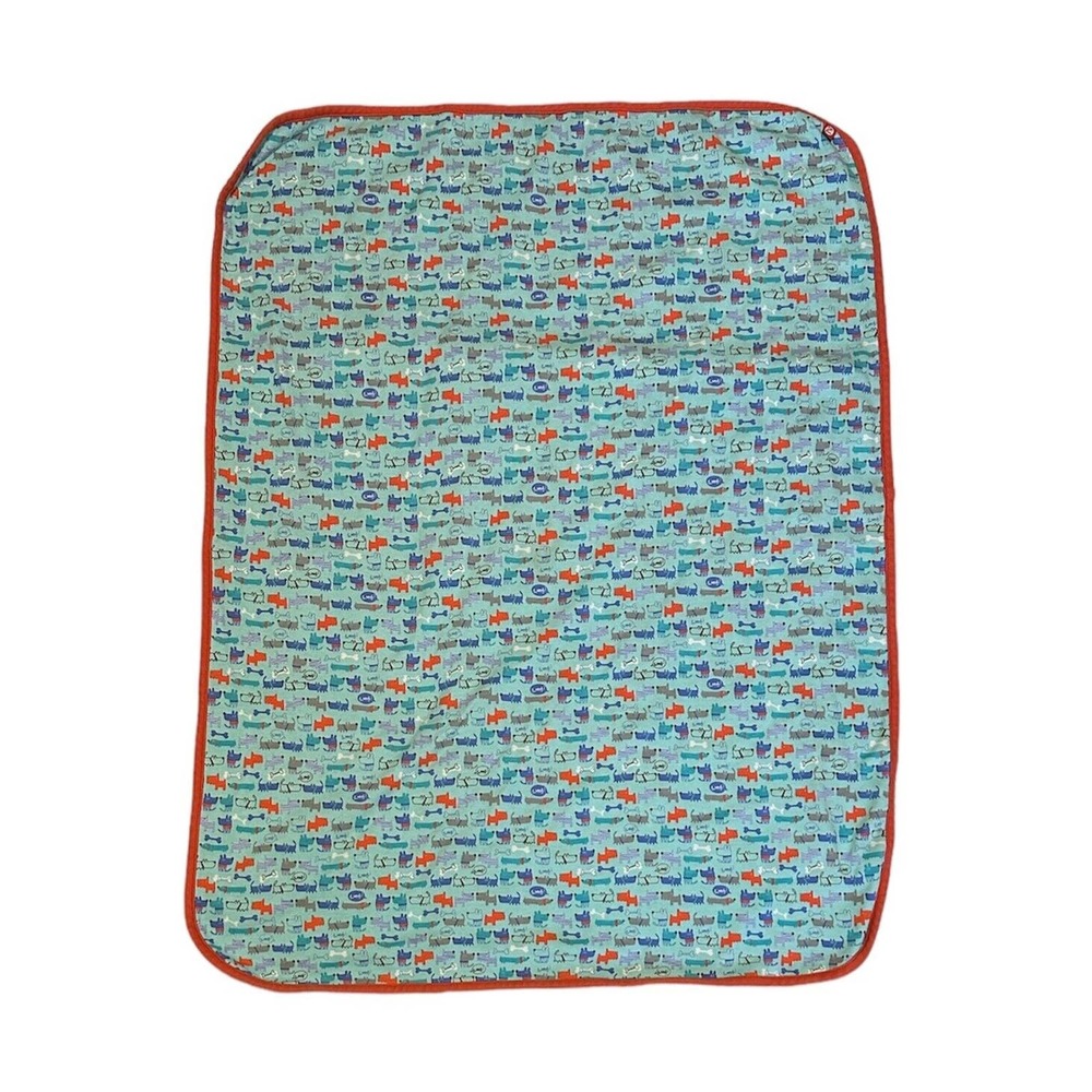 Zutano Blue Orange Trim Dog Puppy Bone Stripe Baby Security Lovey Blanket